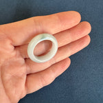 Real White with Green Pattern Jadeite Jade Band - US 7