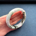 58.1mm White with Lavender and Olive Green Patterns Jade Bangle Bracelet
