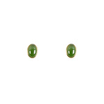 Golden Grace – Gold Plated Silver Oval Jade Stud Earrings