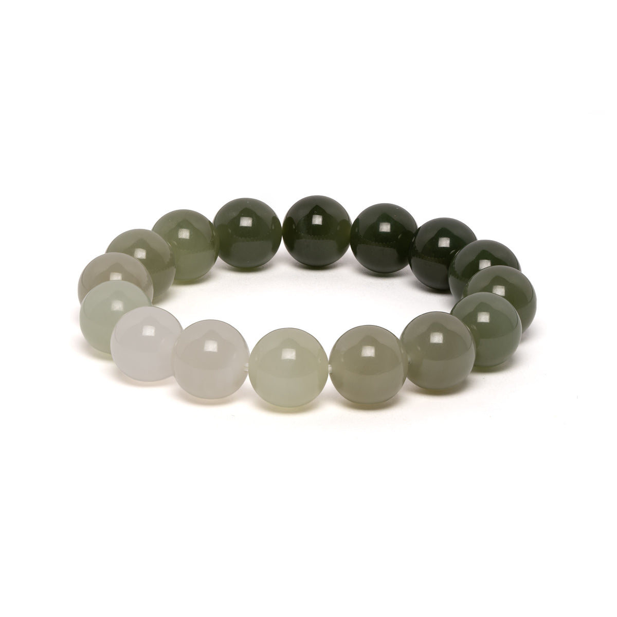 The Classic Bracelet with Gradient Nephrite Jade