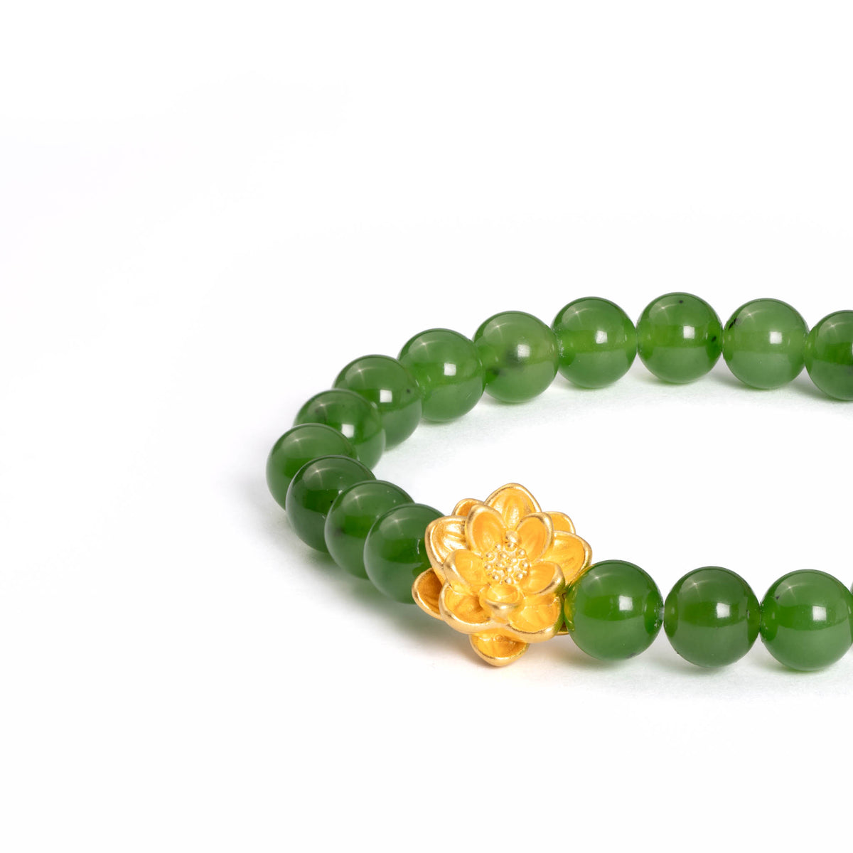 Jade Lotus Bracelet with 24K Pure Gold