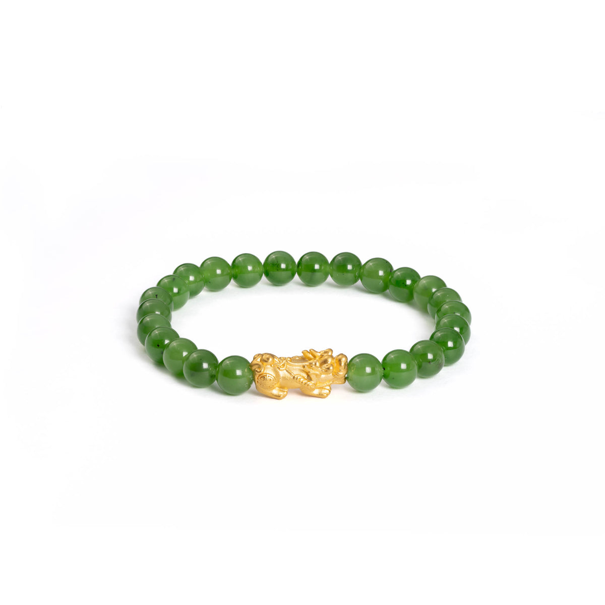 Fortune Pixiu Jade Bracelet with 24 Karat Gold