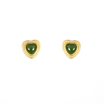 Golden Heartbeat – Green Jade Heart Stud Earrings in Gold Vermeil