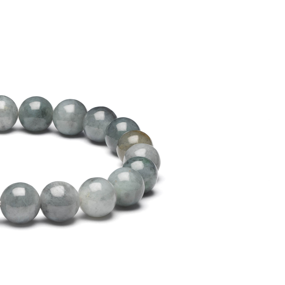 Greyish Green Jade Bead Bracelet - 9mm