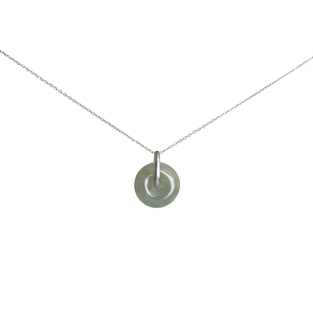 Kandy Disc Silver Jade Pendant - Green