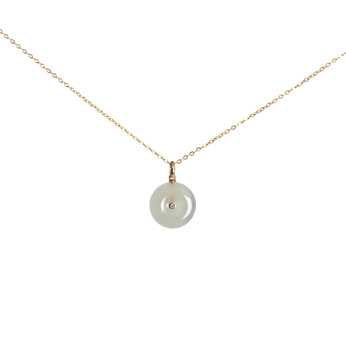 Kandy Donut Bare Diamond Jade Pendant - Icy White