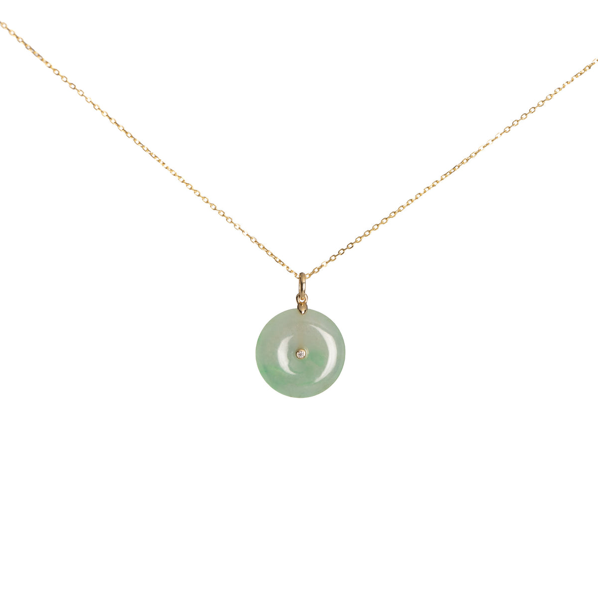 Kandy Donut Bare Diamond Jade Pendant - Icy Green