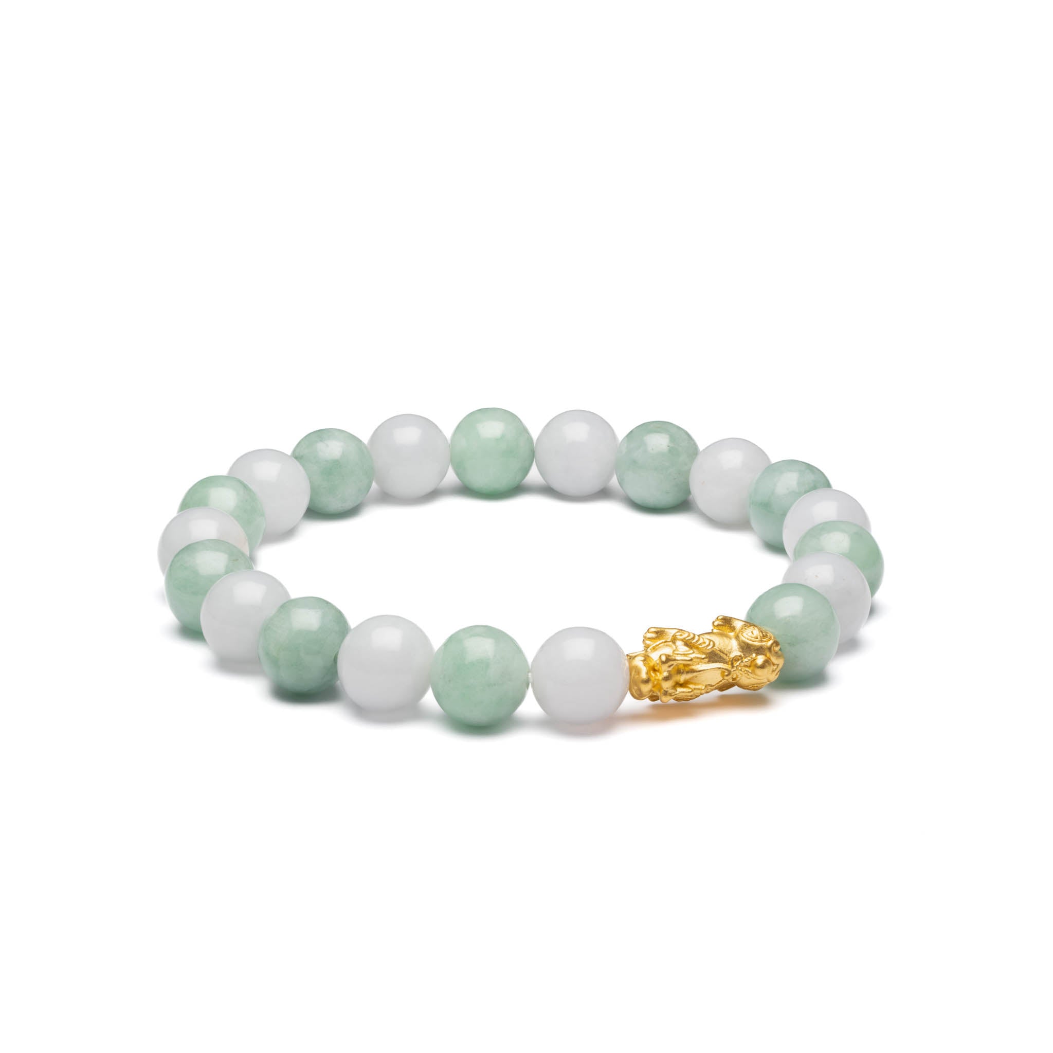 10mm Light Green Jade & 9-10mm White Cultured Pearl Bracelet, 7.5 Inch, AAA