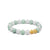 Light Green and White Jadeite Jade Bead Bracelet with 24K Gold Pixiu