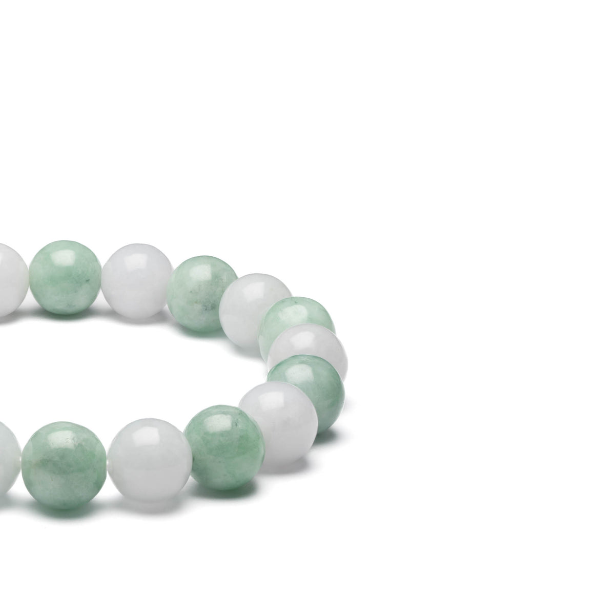 Light Green and White Jadeite Jade Bead Bracelet - 9mm