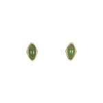Jade Petal – Marquise Green Jade Stud Earrings in Gold Plated Sterling Silver