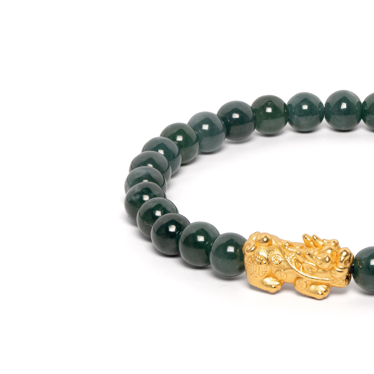 The Fortune Pixiu Bracelet with Midnight Green Jade