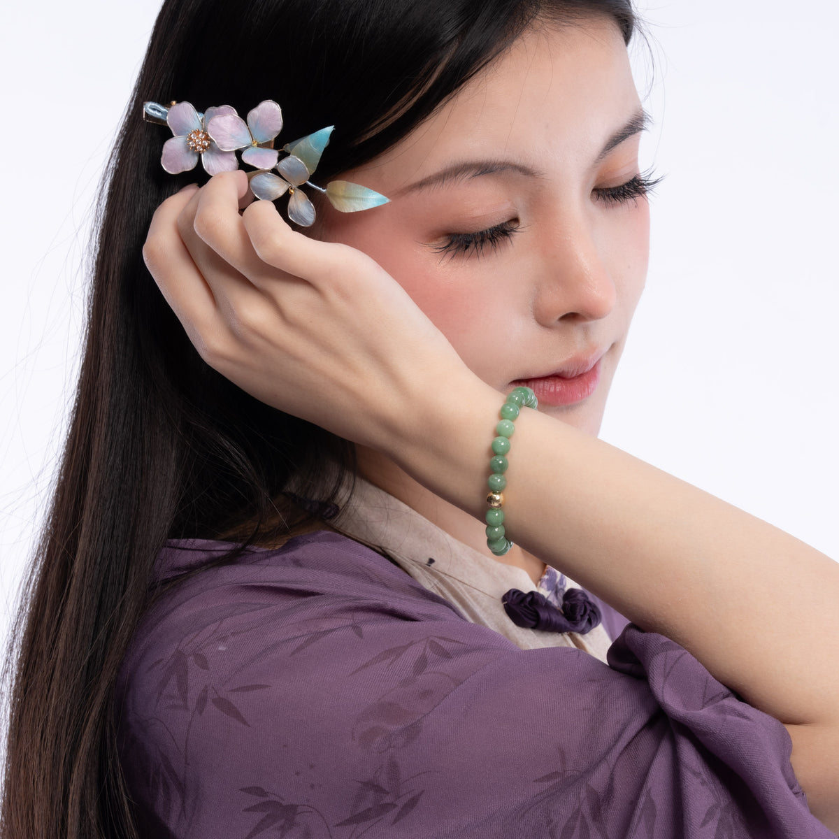 The Solitaire Bracelet with Misty Green Burmese Jadeite Jade