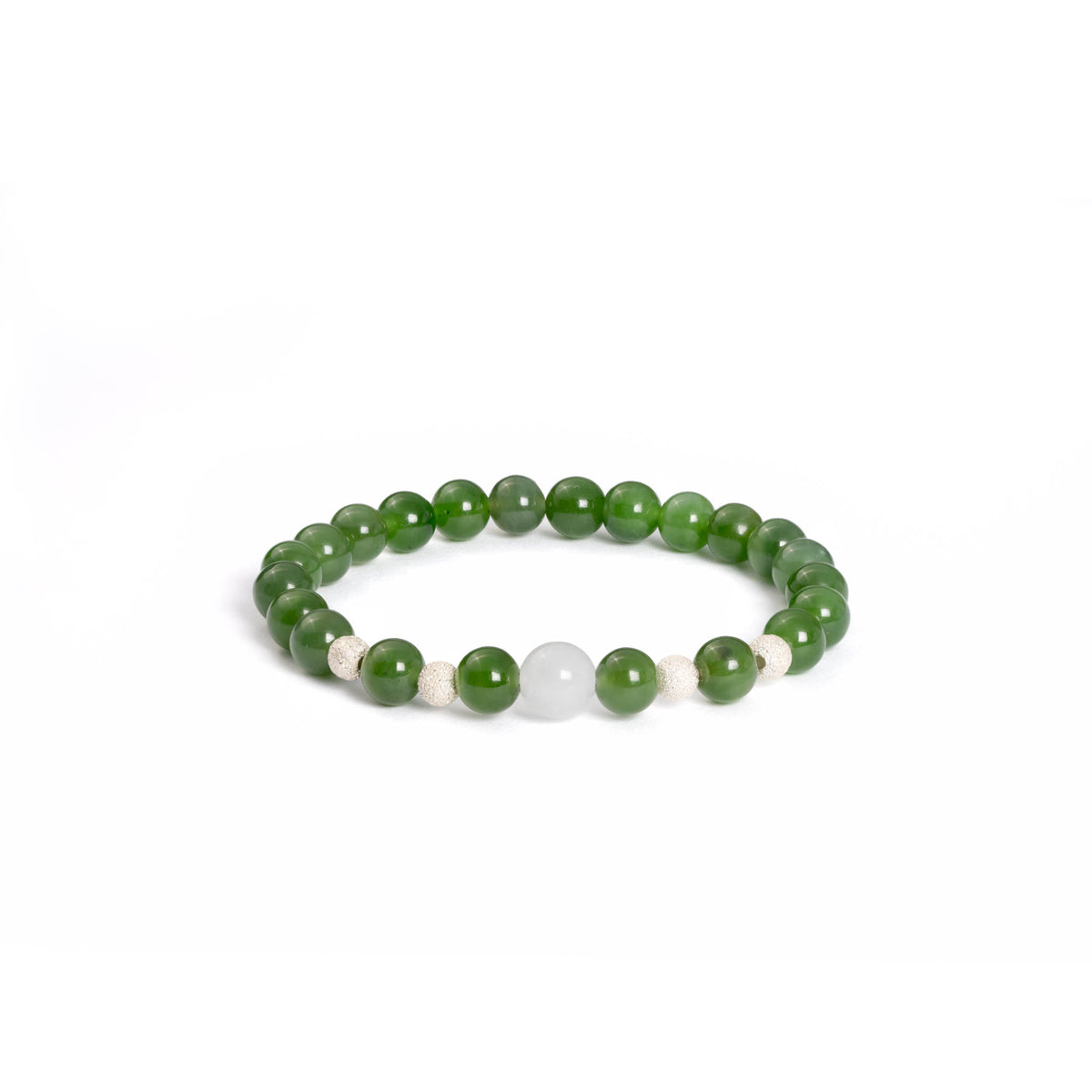 Mystic Serenity Jade Bracelet with Sterling Silver