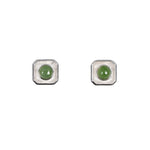 Jade Radiance – Octagon Jade Stud Earrings in Sterling Silver