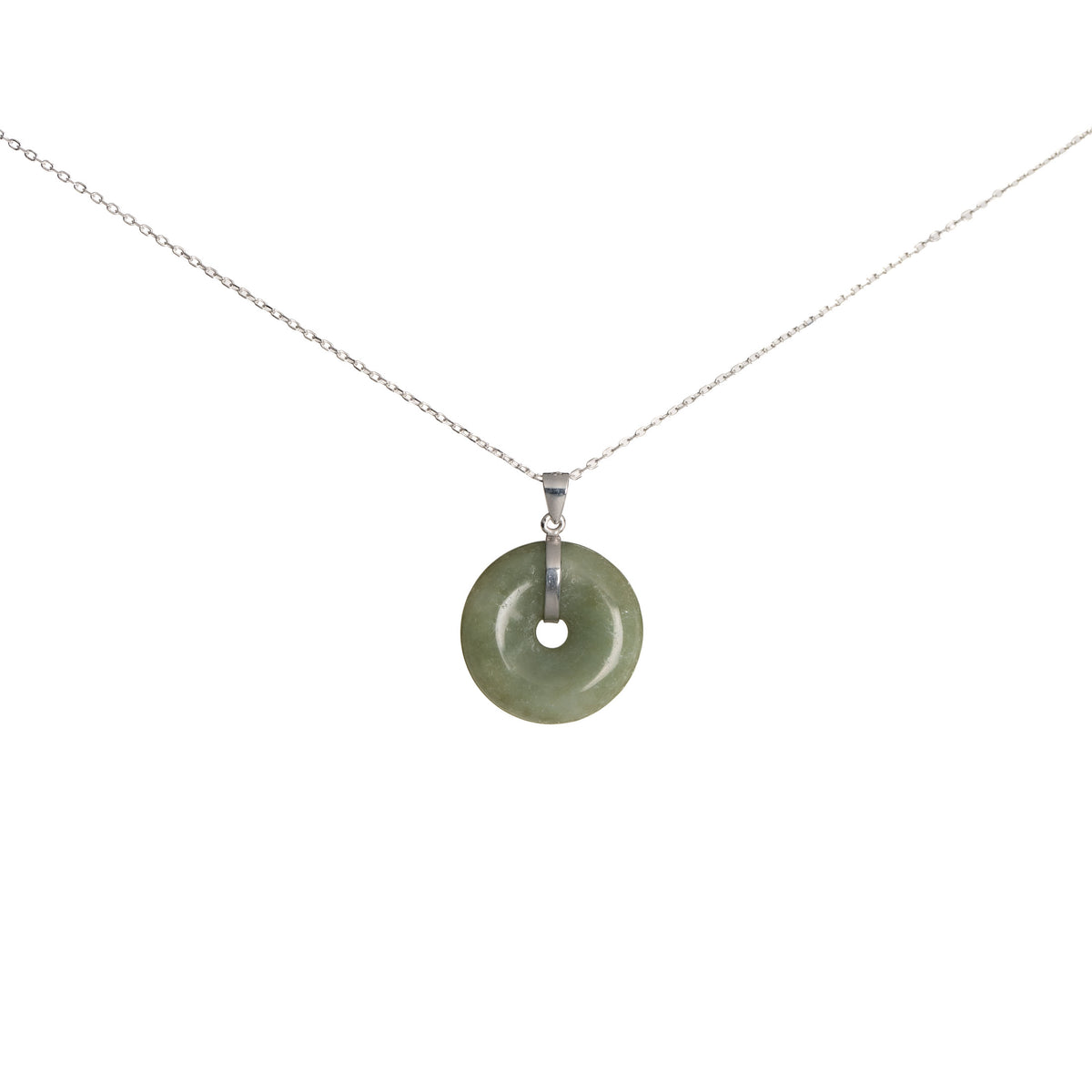 Olive Green Burmese Jade Donut Pendant