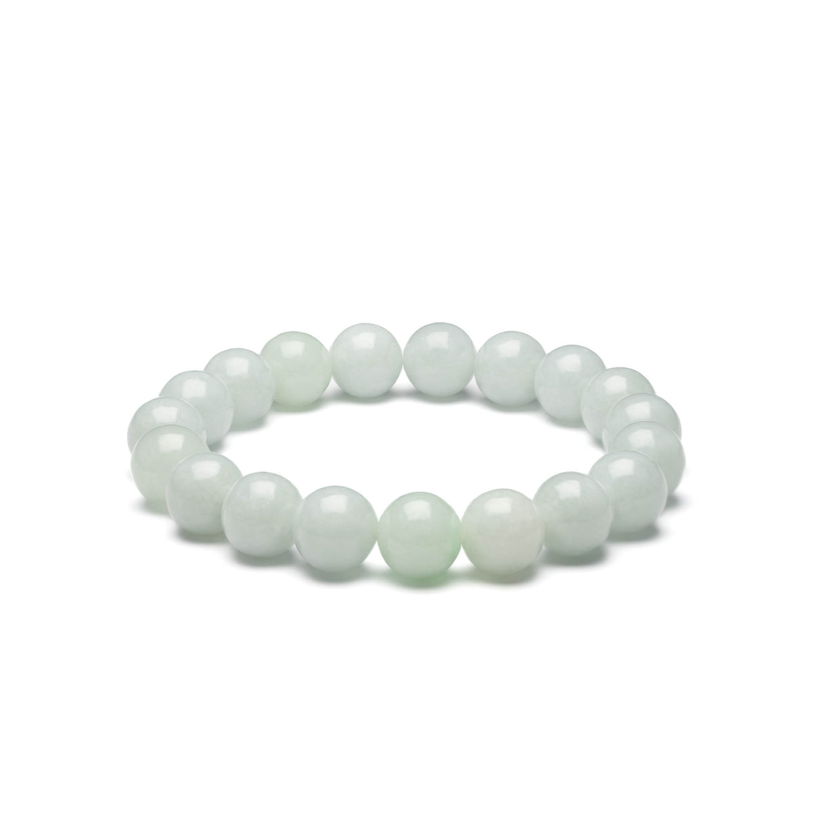 Pale Green Jadeite Jade Bead Bracelet - 10mm