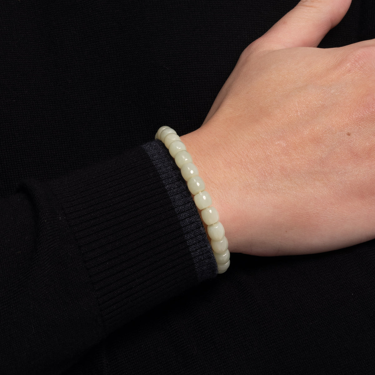 The Classic Barrel Bracelet with Pale Green Hetian Nephrite Jade