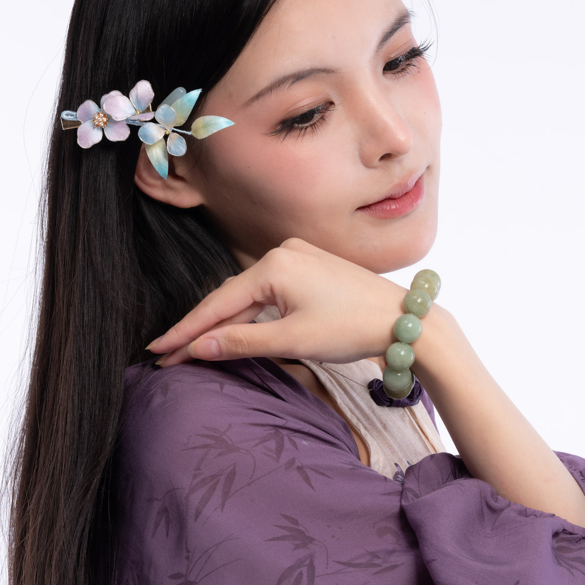 The Classic Bracelet with Sage Green Burmese Jadeite