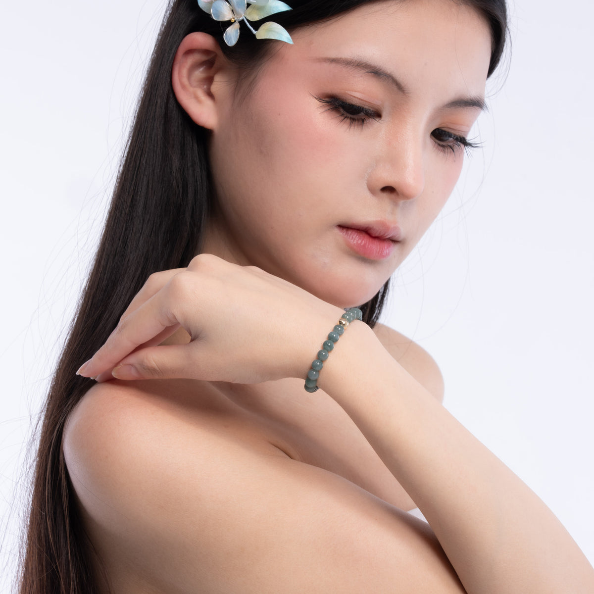 The Solitaire Bracelet with Sea Green Jadeite Jade