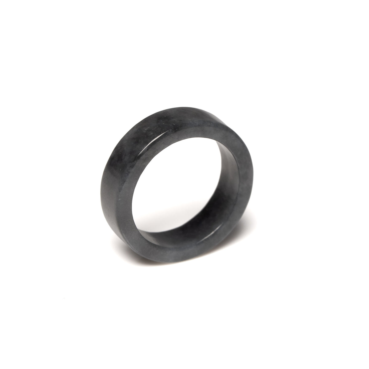 Sereniti Flat Ring in Grey and Black Burmese Jadeite Jade