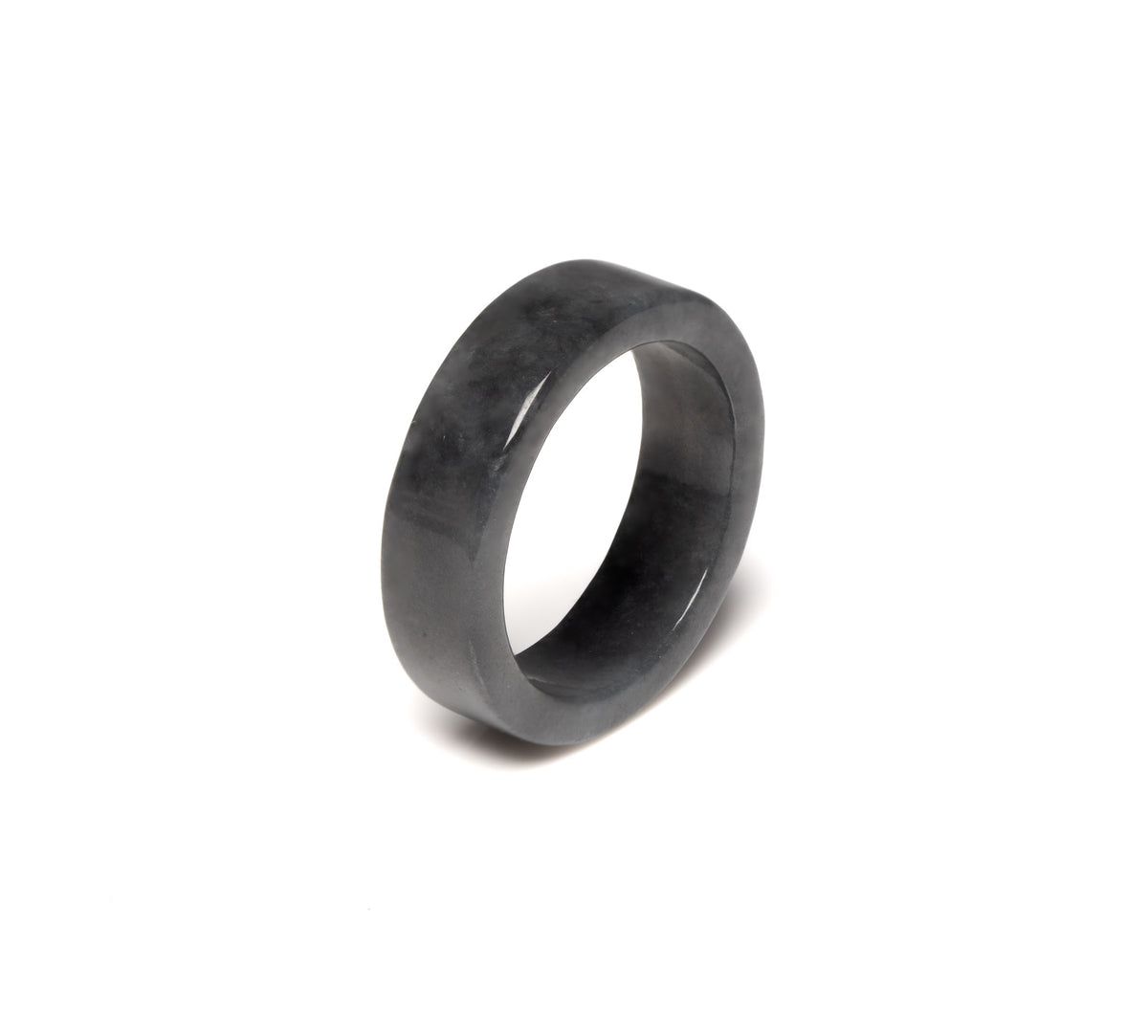 Sereniti Flat Ring in Grey and Black Burmese Jadeite Jade