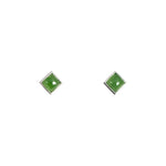 Serenity Square – Green Nephrite Stud Earrings in Sterling Silver