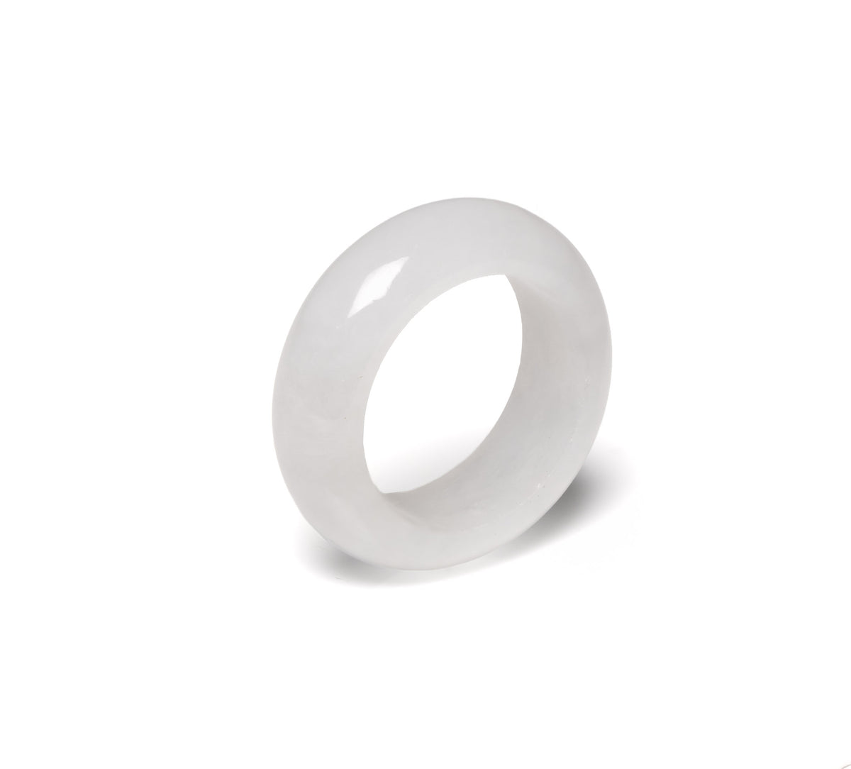 Tranquiliti Ring in White Burmese Jade