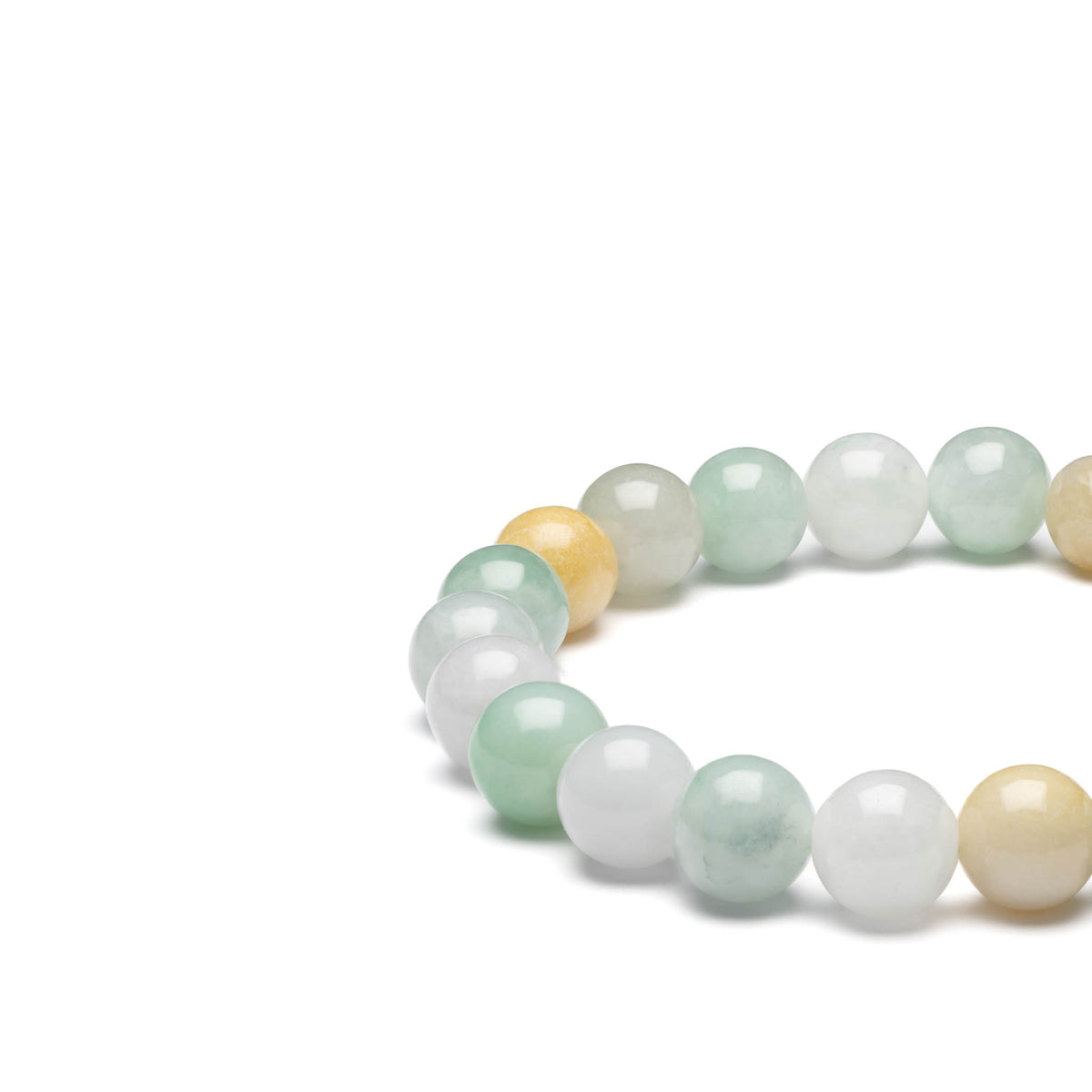 Tri Colour Jadeite Jade Bead Bracelet - 9mm