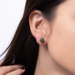 Verdant Jade – Green Jade Bead Stud Earrings in Sterling Silver