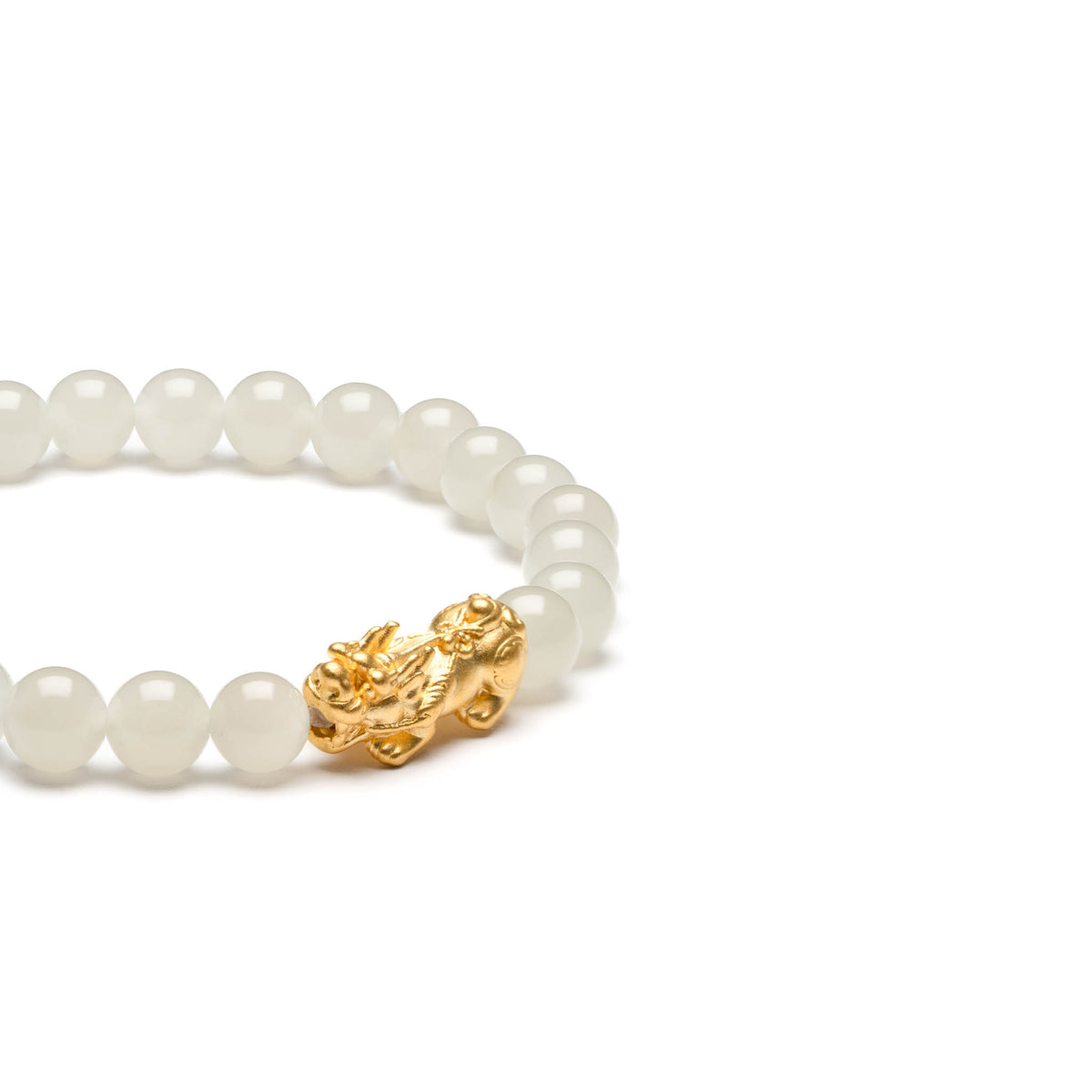 Wealth Harmony Jade Bracelet with 999 Pure Gold Pixiu