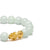 Pale Green Jadeite Jade Bead Bracelet with 24K Gold Pixiu - 10mm