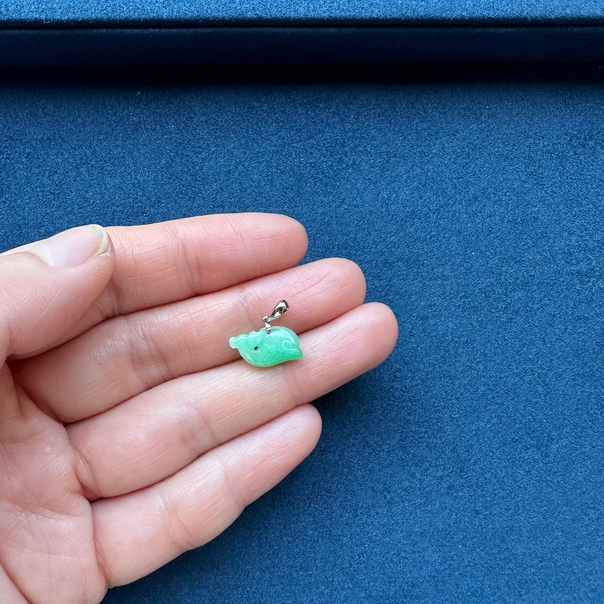 Mini Apple Green Dolphin Jadeite Jade Pendant