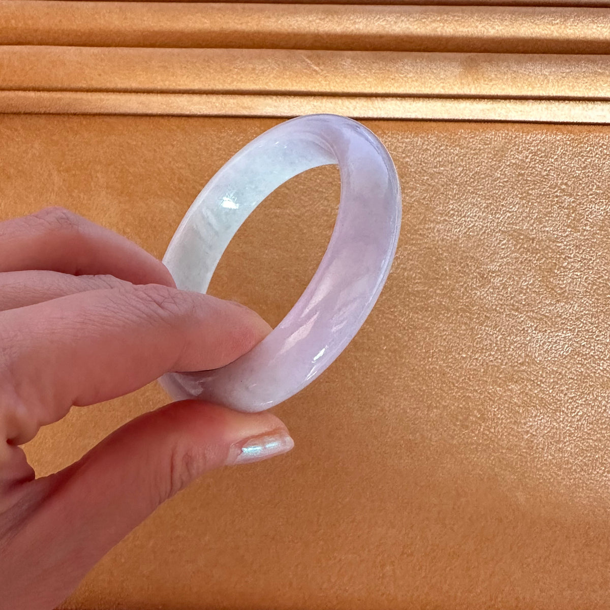 Genuine Grade A Lavender Jadeite Jade Bangle - 58mm Half Moon