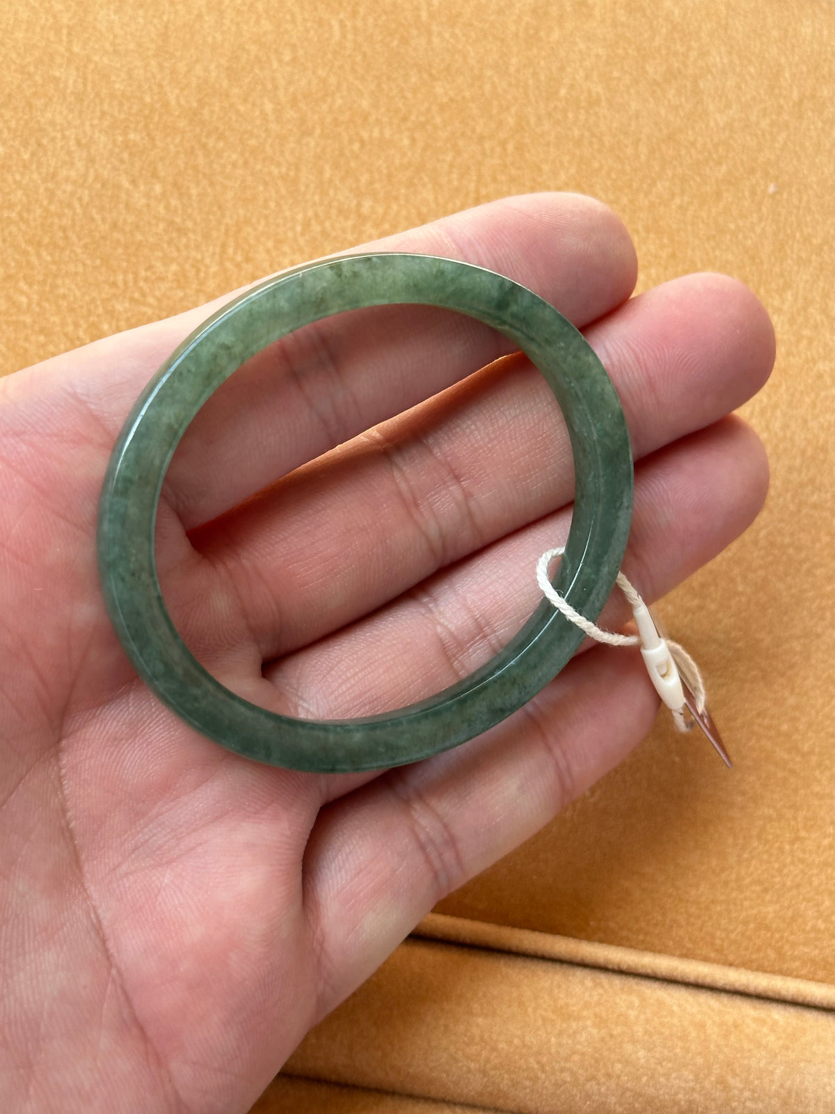 Authentic Type A Green Jadeite Bangle Bracelet - 54mm Oval