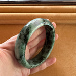 57.3mm Light Green with Dark Green Patterns, Lavender Patch and Apple Green Spots Jade Bangle Bracelet