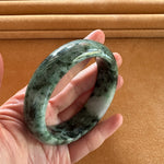 57.3mm Light Green with Dark Green Patterns, Lavender Patch and Apple Green Spots Jade Bangle Bracelet