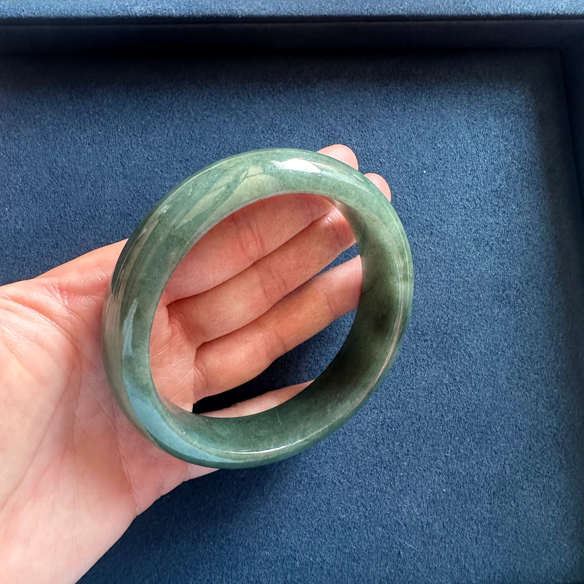 Authentic Grade A Green Jade Bracelet - 63mm Half Moon