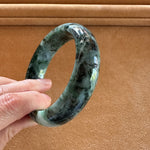 57.3mm Light Green with Dark Green Patterns, Lavender Patch and Apple Green Spots Jade Bangle Bracelet
