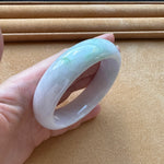 Genuine Natural Pale Lavender with Apple Green Jadeite Bracelet - 58mm Half Moon