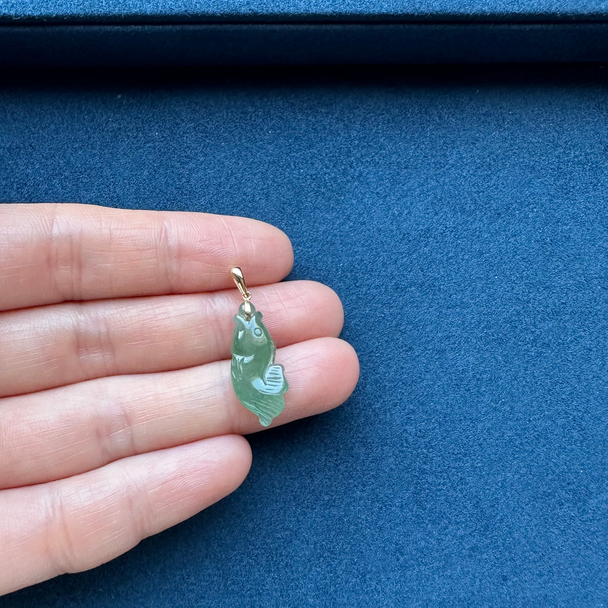 Unisex Jade Fish Necklace - Untreated Jadeite