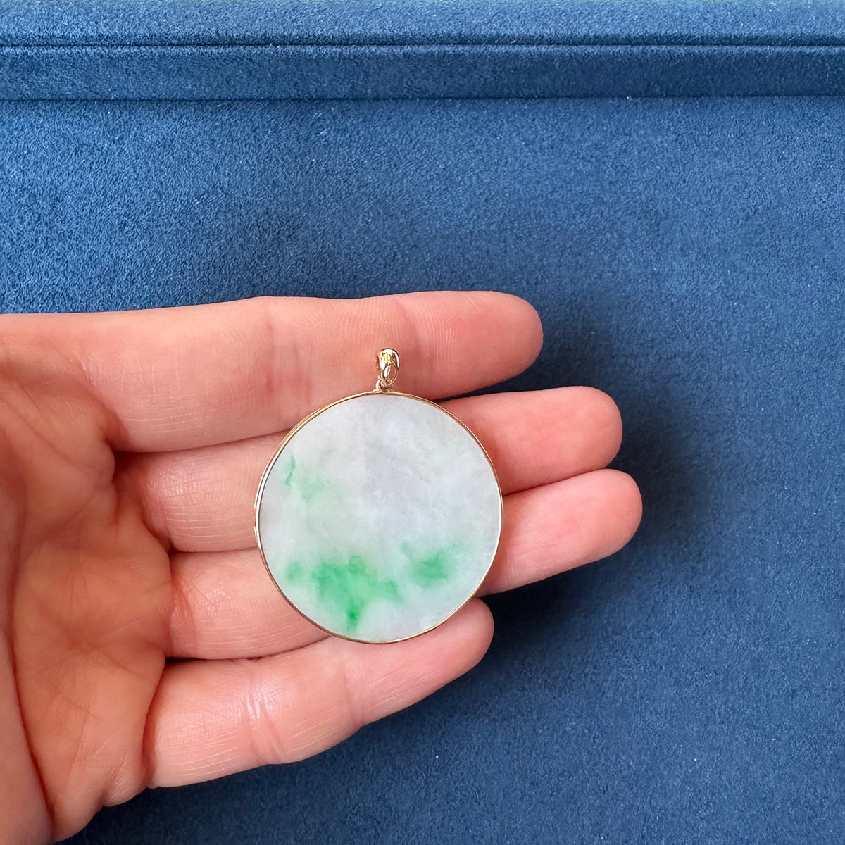 Circular Jadeite Jade Pendant - Floral Frame