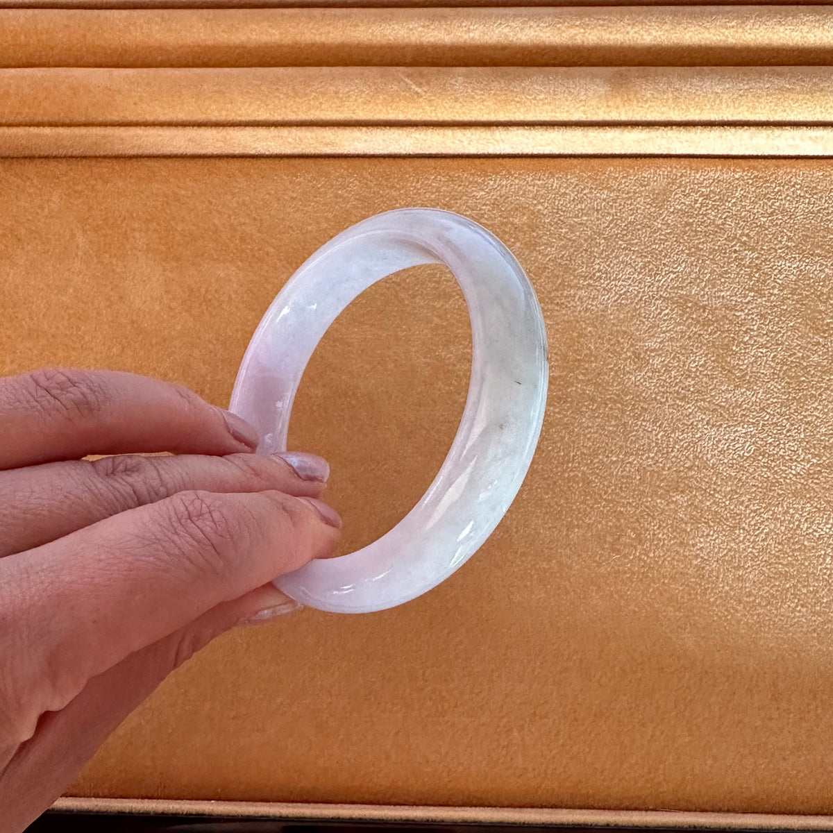 Genuine Grade A Lavender Jadeite Jade Bangle - 58mm Half Moon