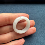 Certified White Burmese Jade Ring - US 9.5