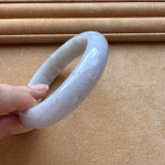 Genuine Untreated Pale Grey Jadeite Bangle - 61mm Half Moon
