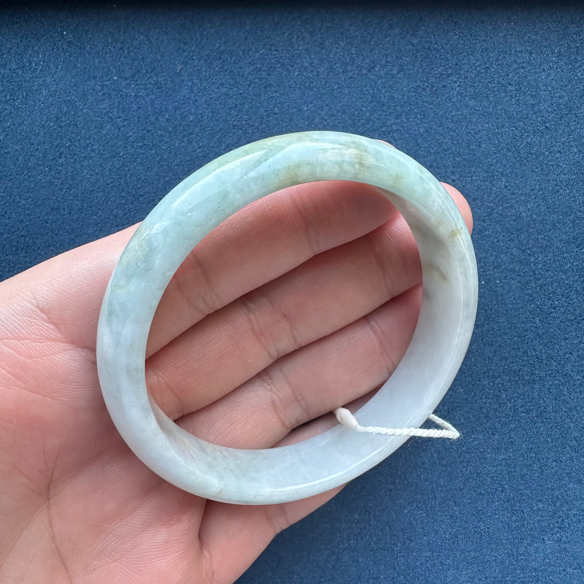 Natural Greyish White with Brown Jadeite Jade Bangle - 60mm Half Moon