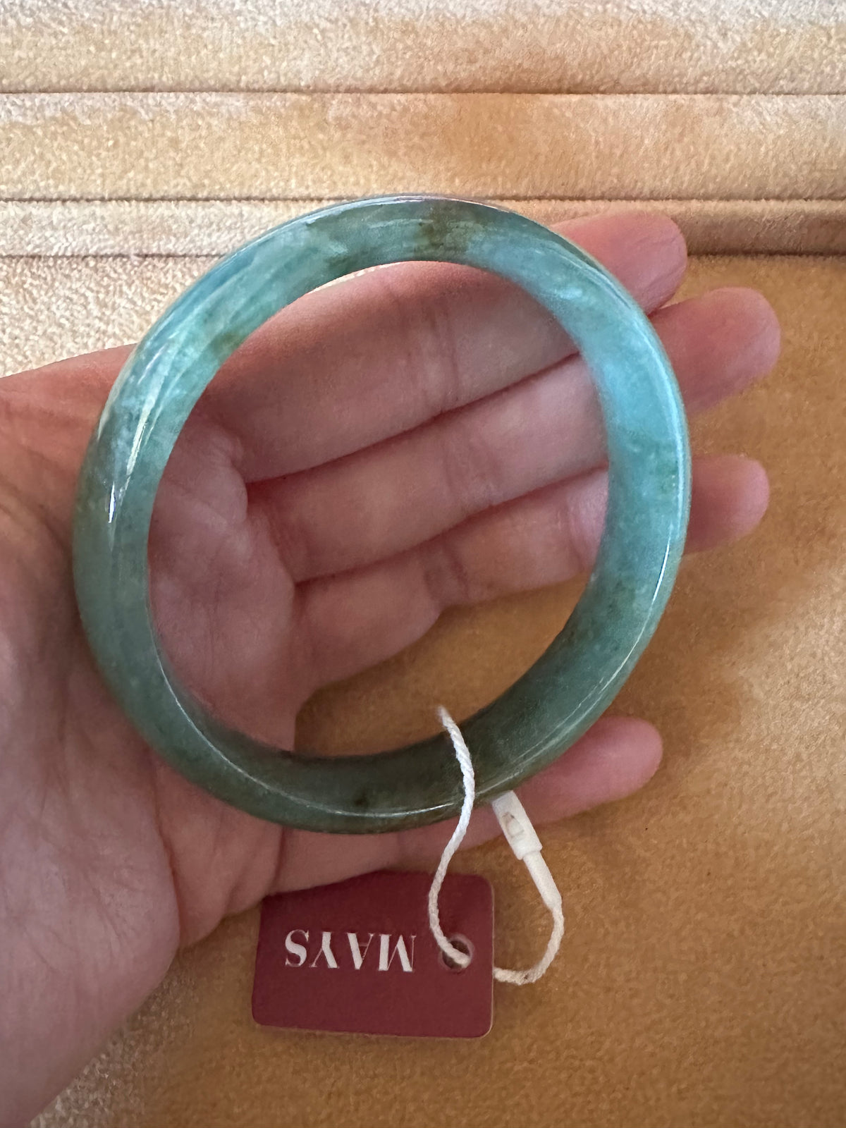 Genuine Grade A Green Jadeite Jade Bangle - 57mm Half Moon