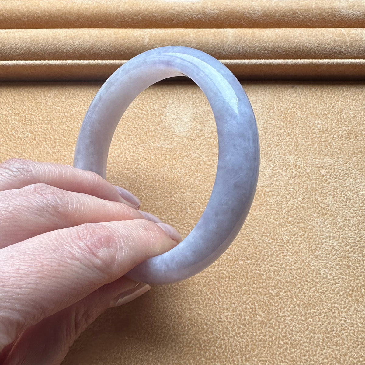 Genuine Grade A Lavender Traditional Jade Bangle - 58mm Semi Round