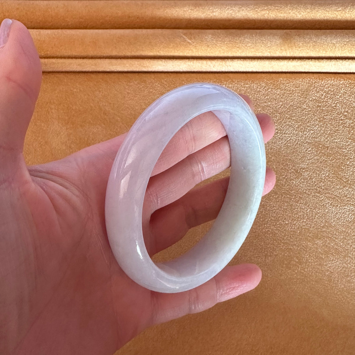 Genuine Grade A Lavender Jadeite Jade Bangle - 58mm Half Moon