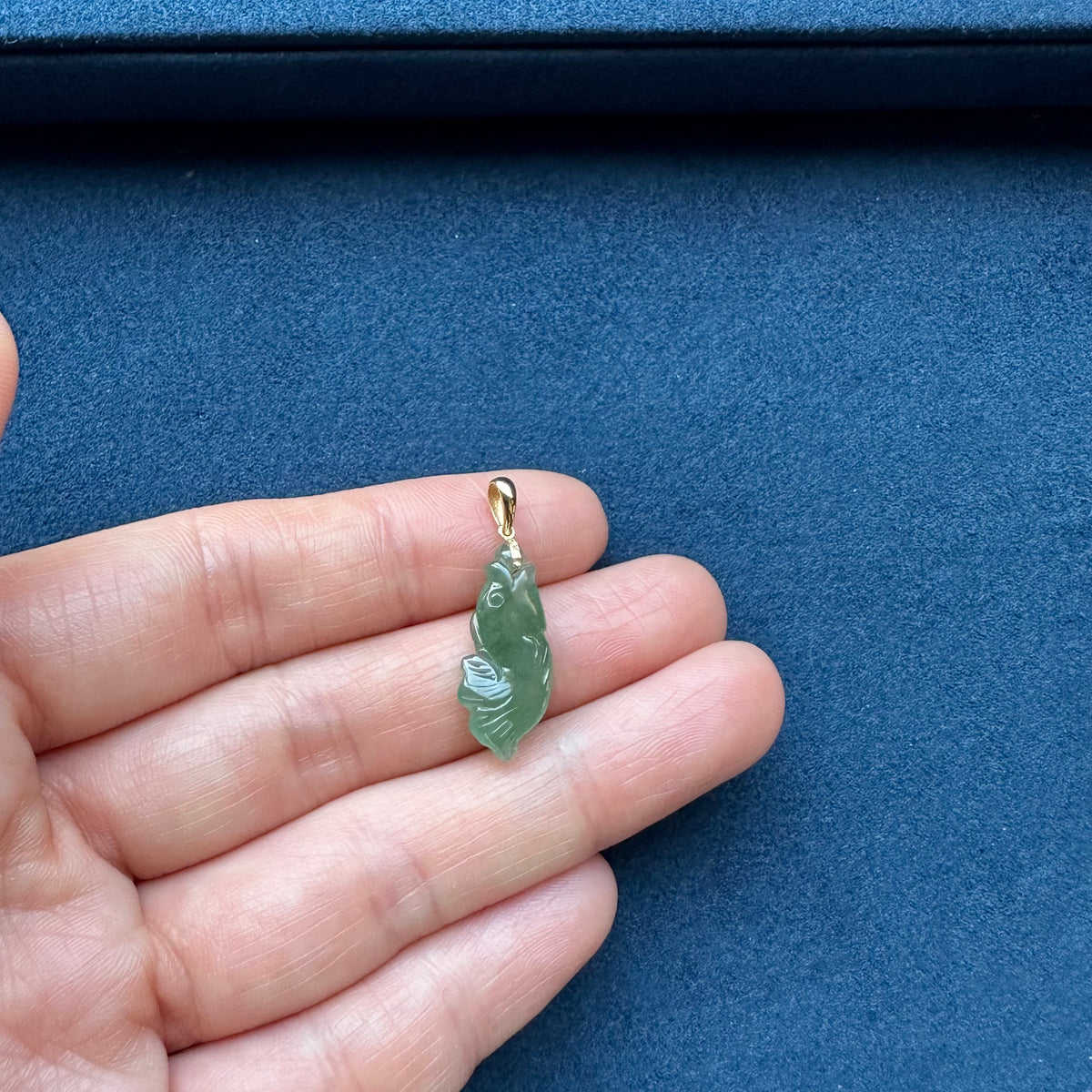 Unisex Jade Fish Necklace - Untreated Jadeite